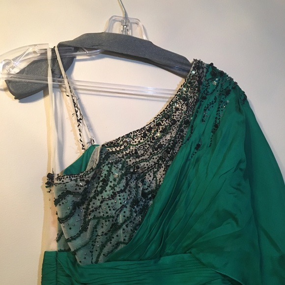 Alberto Makali Green Long Silk Gown Size 8 - Picture 3 of 16